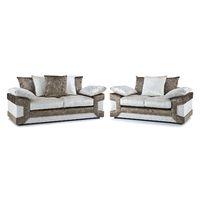 Vivien Velvet 3 and 2 Seater Sofa Suite Chocolate and Pearl