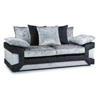 Vivien Velvet 3 Seater Sofa Black and Silver