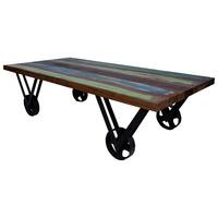 Vintage Painted Teak Coffee Table 4 Wheels