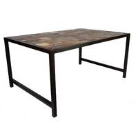 Vintage Painted Teak 90cm Coffee Table With Iron Base