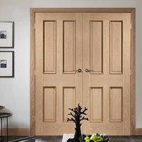 Victorian Oak 4 Panel Door Pair with Raised Mouldings