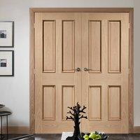 victorian oak 4 panel door pair with raised mouldings