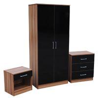 Vienna 3 Piece Bedroom Set Walnut and Black