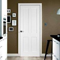 Victorian Shaker 4 Panel Fire Door is 1/2 Hour Fire Rated and White Primed