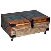 Vintage Painted Teak Chest On Wheels