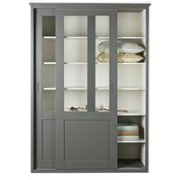 VINCE DISPLAY CABINET WITH SLIDING DOORS in Grey