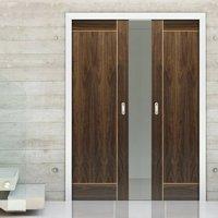 Vina Walnut Double Pocket Doors - Prefinished