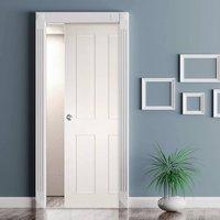 Victorian Shaker 4 Panel Fire Pocket Door is 1/2 Hour Fire Rated and White Primed