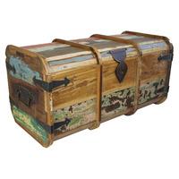 vintage painted teak old medium trunk