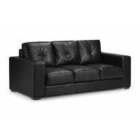 Viana 3 Seater Leather Sofa Black