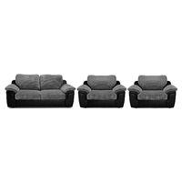 Vita 3 Seater and 2 Armchair Fabric Suite Jumbo Cord Slate And Rhino Black