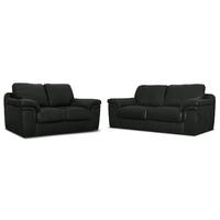 vita 3 and 2 seater fabric suite rhino black