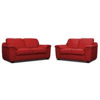 Vita 3 and 2 Seater Leather Suite Red