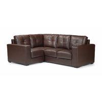 Viana Leather Corner Sofa Brown Left Hand