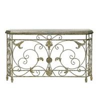 Vilnius Console Desk Rectangular In Antique Rubbed Metal Frame