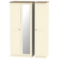 Vienna Triple Mirrored Wardrobe Cream Ash