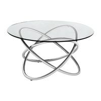 Villa Lamp Table In Clear Glass Top With Stainless Steel Frame