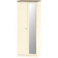 Vienna Tall 2 Door Mirrored Wardrobe Cream Ash