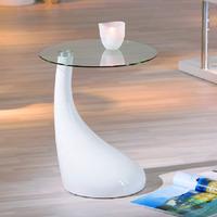 Vito Glass Top End Table With White Gloss Base