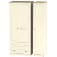 Vienna Triple 2 Drawer Wardrobe Cream Ash