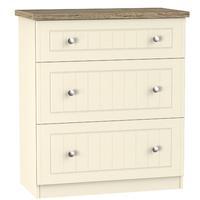 Vienna 3 Drawer Deep Chest Cream Ash