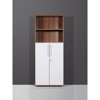 vision lockable combi cabinet in walnut white