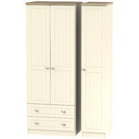 Vienna Tall Triple 2 Drawer Wardrobe Cream Ash