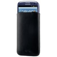 Vicious and Divine Superior Leather Soft Pouch for Samsung Galaxy SIII/S4 and Others, Extra Large - Black