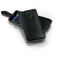 Vicious and Divine Superior Leather Soft Pouch for Samsung Galaxy SII and Others, Large - Black