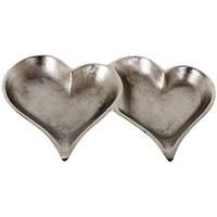 Vintage Retro Double Heart Shape Dry Fruit Condiment Aluminium Tray Bowls