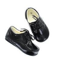 Vivaki Early Steps Royal Black Patent Lace Up Special Occasion Shoes-5