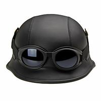 Vintage Motorcycle Helmets Retro Half Shell Goggle Helmet 56-60cm Unisex Protection Black Helm Matte Racer Motocross NEW
