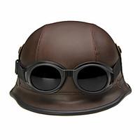 Vintage Motorcycle Helmets Retro Half Shell Goggle Helmet 56-60cm Unisex Protection brown Helm Matte Racer Motocross NEW