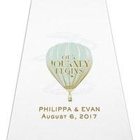 Vintage Travel Hot Air Balloon Personalised Aisle Runner - White With Hearts