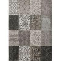 vintage black white patchwork floral rug louis de poortere 140x200