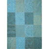 Vintage Azur Blue Flat Patchwork Rug - Louis De Poortere 200x280