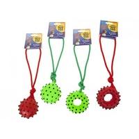 Vinyl Squeaky Rope Toy - 2 Assorted Designs