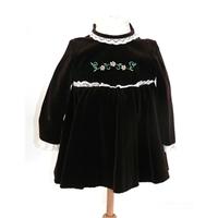 Vintage 1970\'s Handmade Size: 2 - 3 Years Velvet Chocolate Short Girls Dress With Sleeves And Frills
