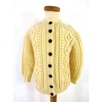 Vintage Style Handmade Age 8-9 yrs 100% Wool Fisherman Cardigan