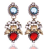 Vintage Design 2016 Ethnic Brincos Femme Crystal Flower Drop Earrings For Women Pendientes Earings Fashion Jewelry