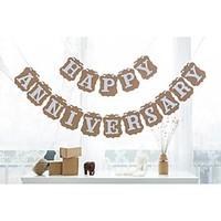 Vintage Happy Anniversary Party Bunting Wedding Banner Flags Decoration