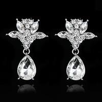 Vintage Women\'s Earrings Zircon Diamond Silver Earring For Wedding Bridal