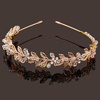 Vintage Charming Design Wedding Bride Handmake Headband Necklace Cown Pearls Hair Accessior Flower Gold