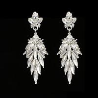 Vintage Women\'s Earrings Crystal Zircon Diamond Silver Earring For Wedding Bridal