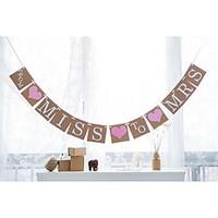 Vintage Kraft Paper FROM MISS TO MRS Bridal Shower Banner Bunting Garlands with Pink Ribbon