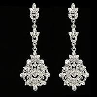 Vintage Women\'s Earrings Crystal Zircon Diamond Silver Earring For Wedding Bridal