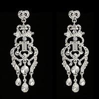 Vintage Women\'s Earrings Crystal Zircon Diamond Silver Earring For Wedding Bridal