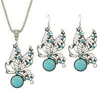 Vintage Style Imitation Turquoise Rhinestone Butterfly Shape Fashion Jewelry Set