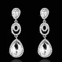 Vintage Women\'s Earrings Diamond Silver Earring For Wedding Bridal