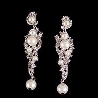 Vintage Pearls Crystal Earring Jewelry Wedding Silver Earring For Bridal Lades